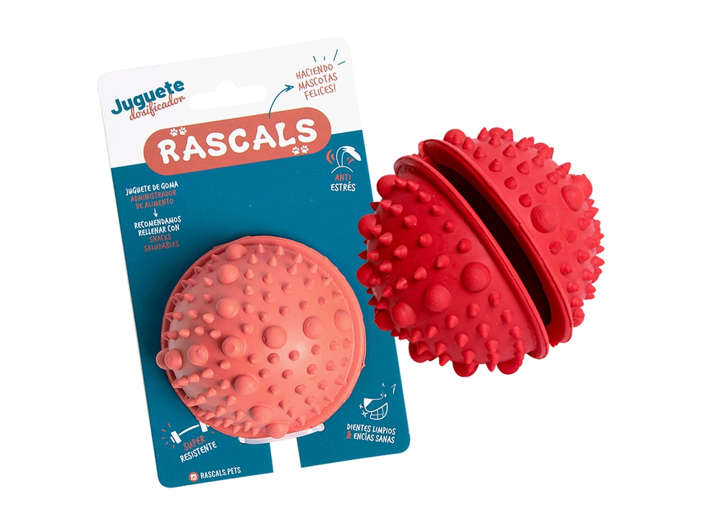 PELOTA CON PINCHES ROJA DISPENSADOR GOMA 8 CM JUP75799-A