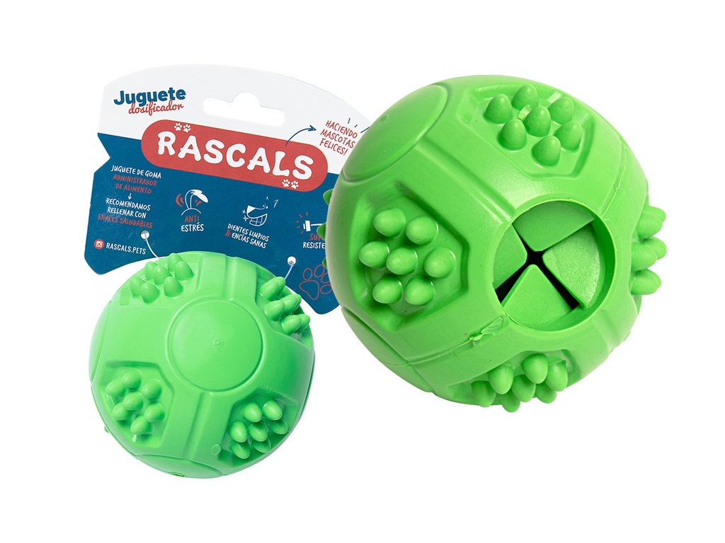 PELOTA DOSIFICADORA GOMA VERDE 7.6 CM