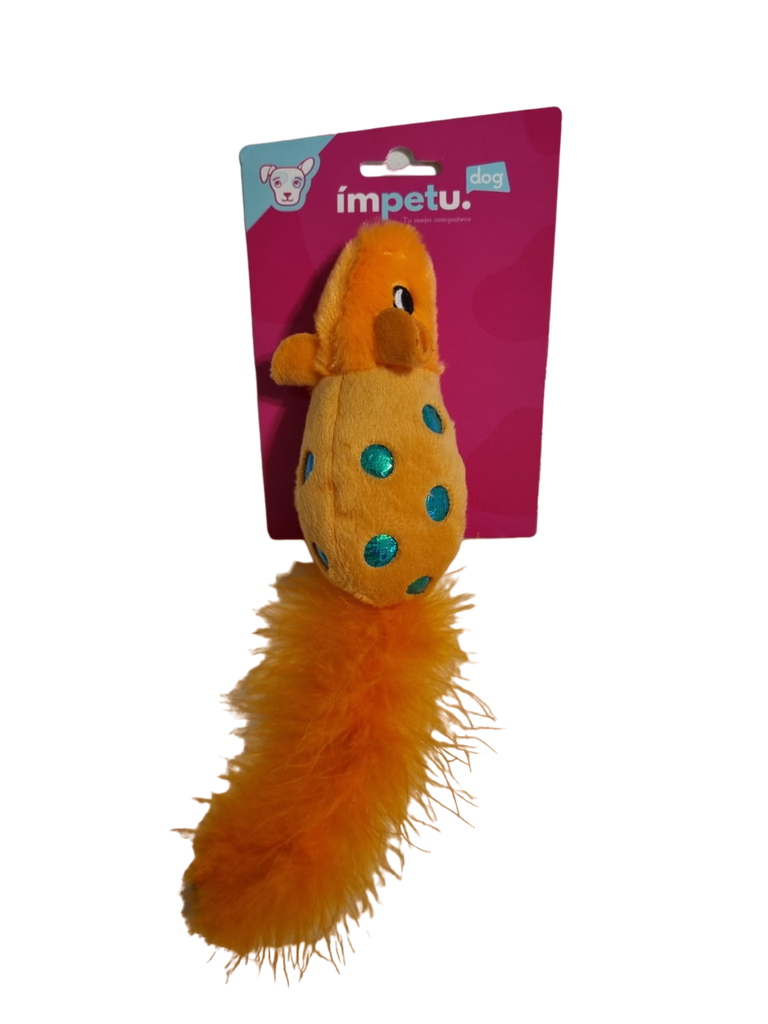 PELUCHE RATITA NARANJA C/PLUMA