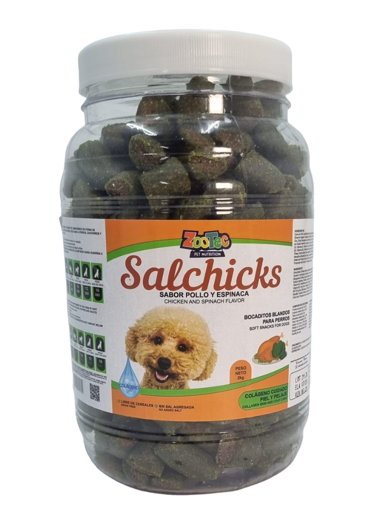 SALCHICKS POLLO Y ESPINACA FRASCO 2kg.