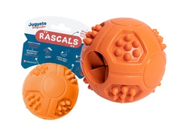 [1621] PELOTA DOSIFICADORA GOMA NARANJA 7.6 CM 